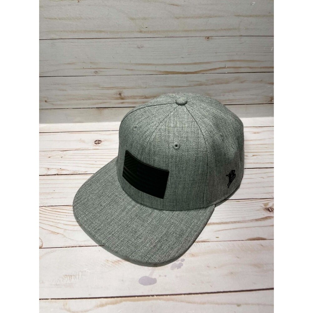 Branded Bills Gray Snapback Hat Cap Black American Flag